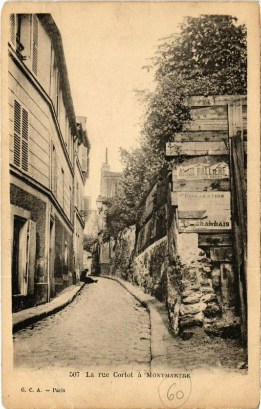Carte postale ancienne La rue Cortot à Montmartre à Paris 18e