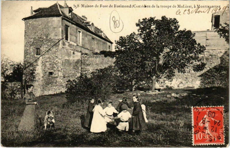 Carte postale ancienne Maison de Rose de Rosimond (Comédien de la troupe de Molière) à Montmartre à Paris 18e