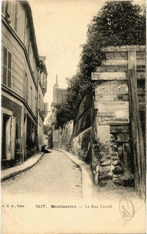 Carte postale ancienne La rue Cortot à Montmartre à Paris 18e