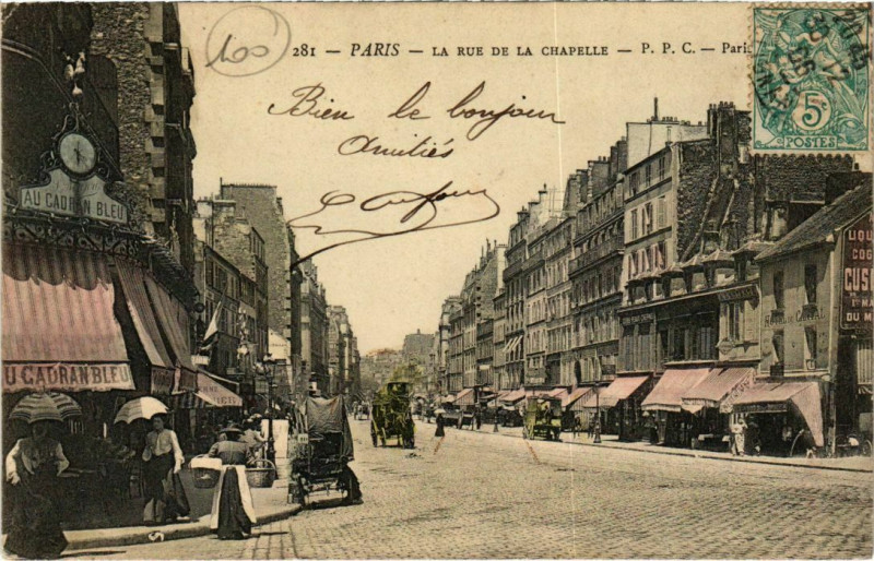 Carte postale ancienne La Rue de la Chapelle à Paris 18e