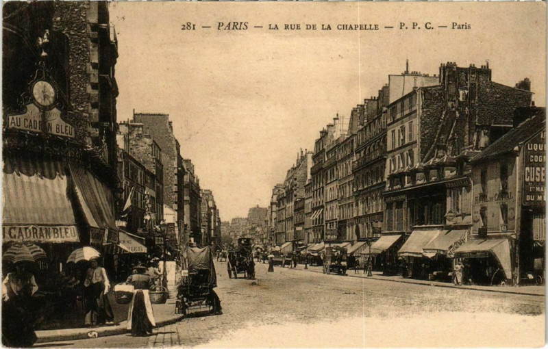 Carte postale ancienne La Rue de la Chapelle à Paris 18e