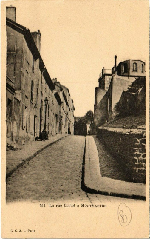 Carte postale ancienne La rue Cortot à Montmartre à Paris 18e