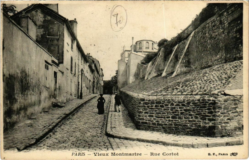 Carte postale ancienne Vieux Montmartre — Rue Cortot à Paris 18e