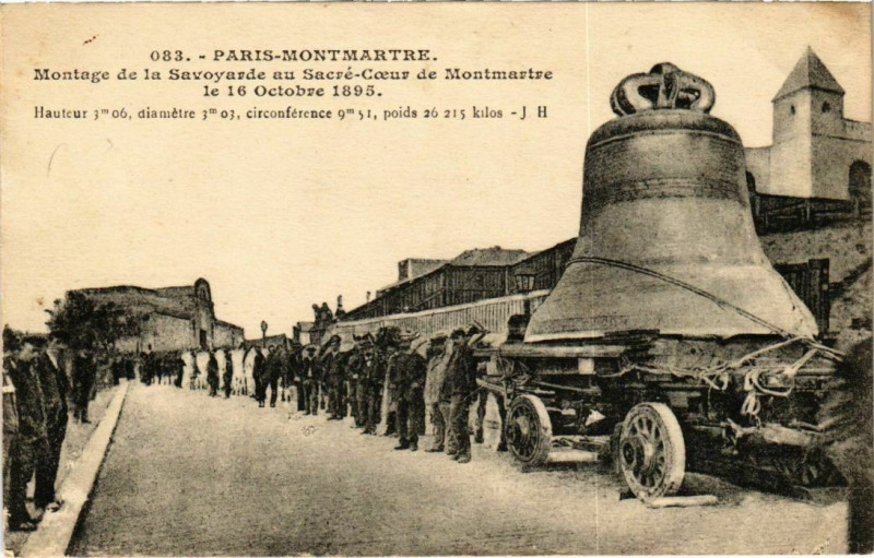 Carte postale ancienne Montage de la Savoyarde au Sacré-Coeur de Montmartre le 16 Octobre 1895 à Paris 18e
