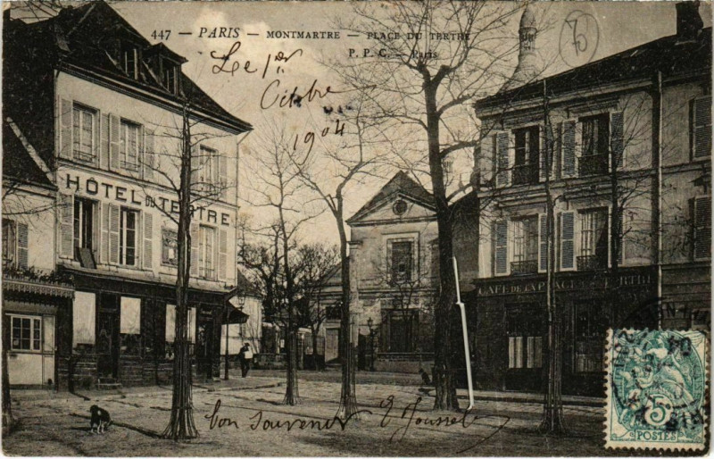 Carte postale ancienne Montmartre - Place du Tertre à Paris 18e
