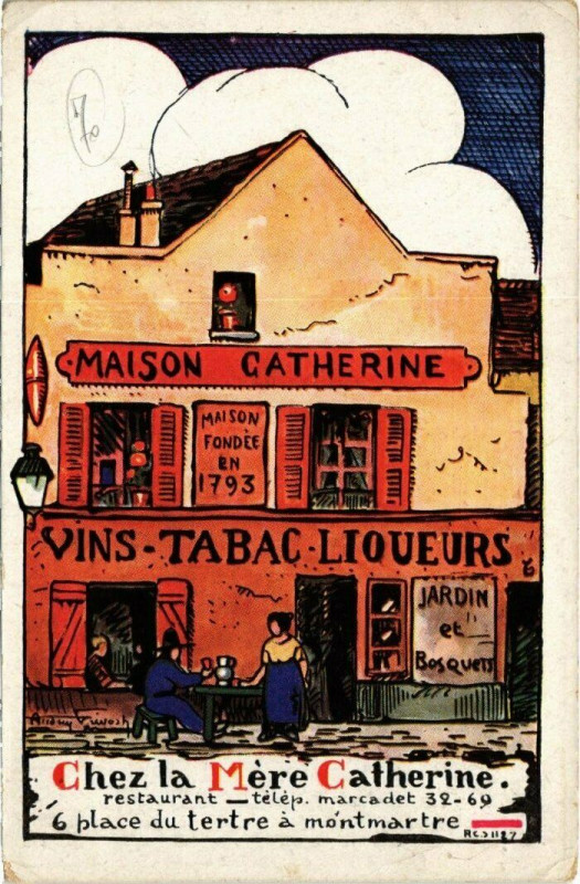 Carte postale ancienne Chez la Mère Catherine - restaurant à Paris 18e