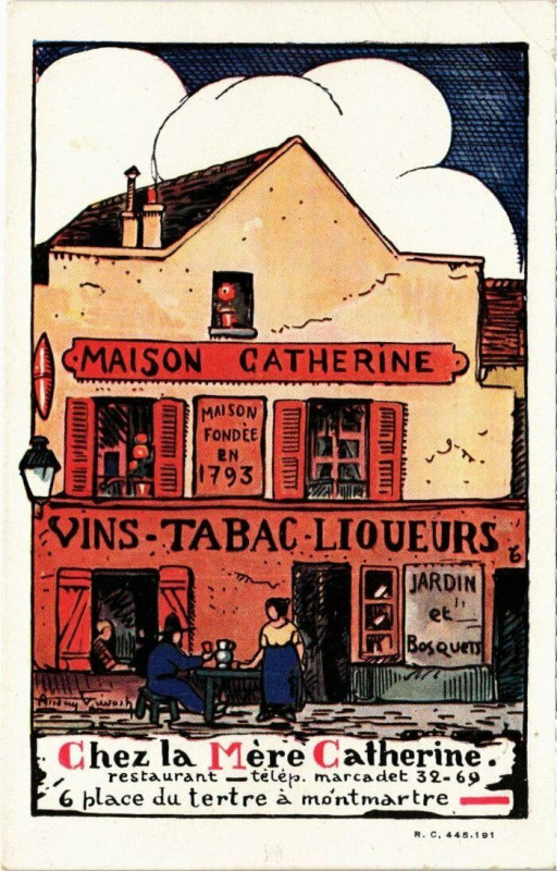 Carte postale ancienne Chez la Mère Catherine - restaurant à Paris 18e