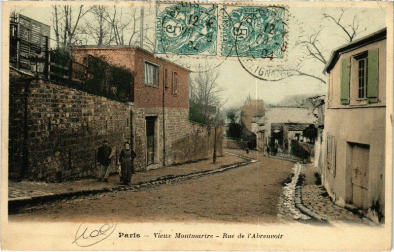 Carte postale ancienne Vieux Montmartre - Rue de l'Abreuvoir à Paris 18e