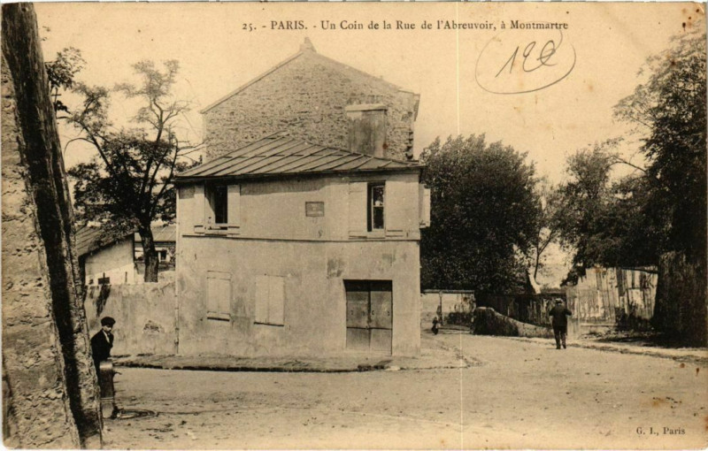 Carte postale ancienne Un Coin de la Rue de l'Abreuvoir à Montmartre à Paris 18e