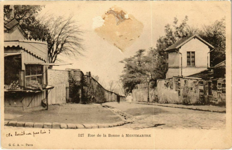 Carte postale ancienne Rue de la Bonne à Montmartre à Paris 18e