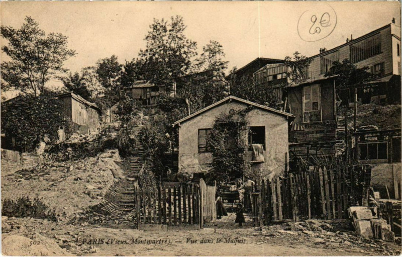 Carte postale ancienne Vieux Montmartre - Vue dans le Maquis à Paris 18e