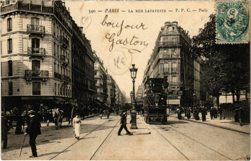 Carte postale ancienne Paris 9e - La rue Lafayette à Paris 9e