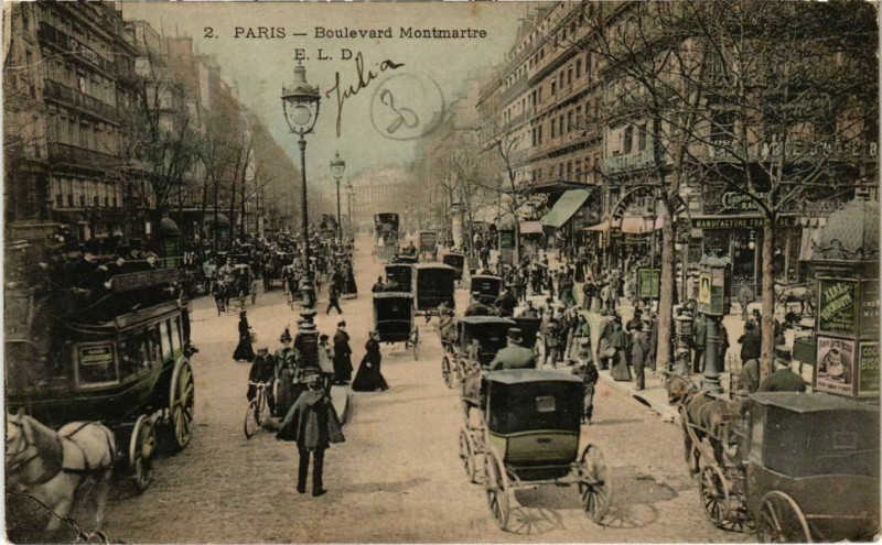Carte postale ancienne Paris 9e - Boulevard Montmartre à Paris 9e
