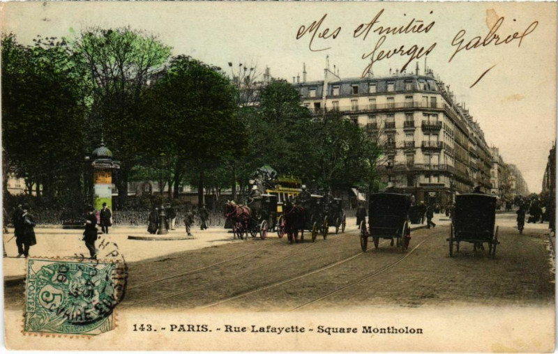 Carte postale ancienne Paris 9e - Rue Lafayette à Paris 9e