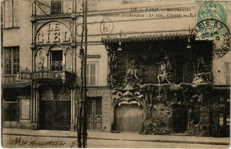 Carte postale ancienne Cabarets artistiques : le Ciel, l'Enfer à Paris 9e