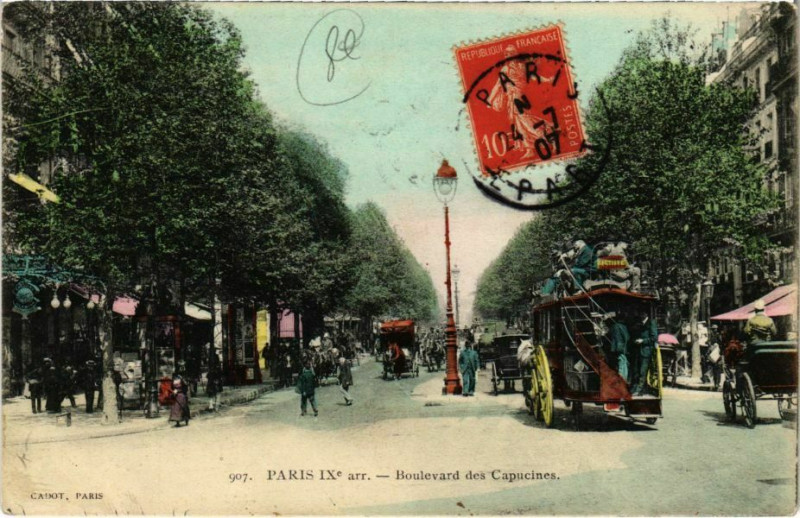 Carte postale ancienne Paris 9e - Boulevard des Capucines à Paris 9e