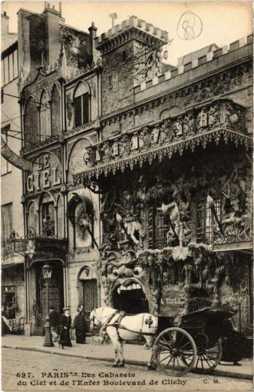 Carte postale ancienne Les Cabarets du Ciel et de l'Enfer Boulevard de Clichy à Paris 9e