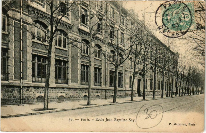 Carte postale ancienne Auteuil - Ecole Jean-Baptiste-Say à Paris 16e