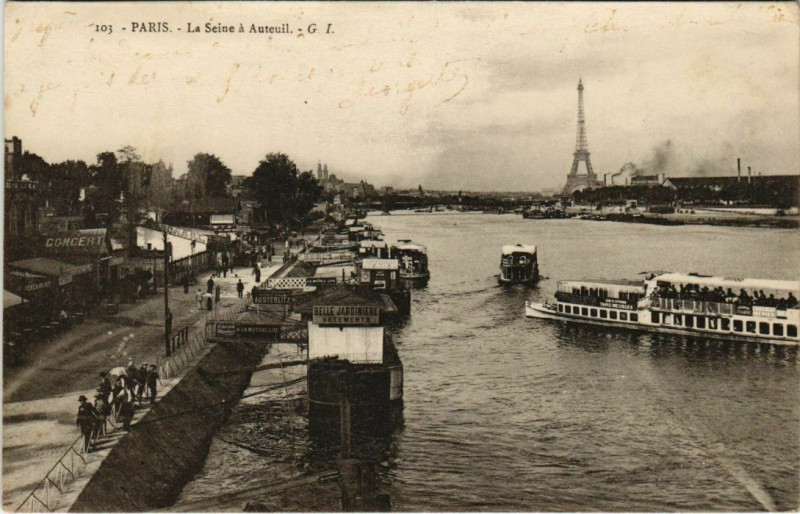 Carte postale ancienne La Seine à Auteuil à Paris 16e