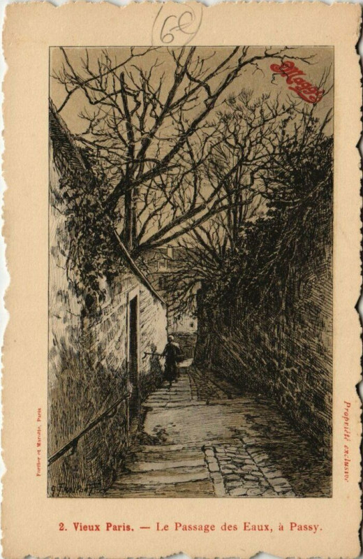 Carte postale ancienne Le Passage des Eaux, à Passy à Paris 16e
