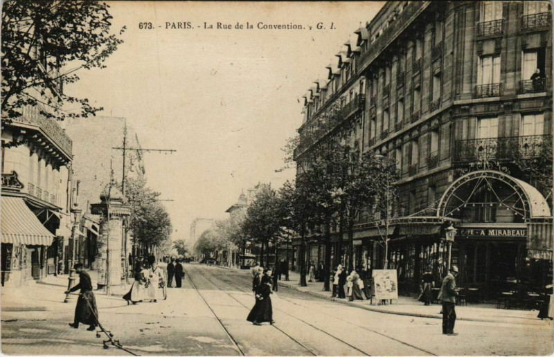Carte postale ancienne La rue de la Convention à Paris 15e