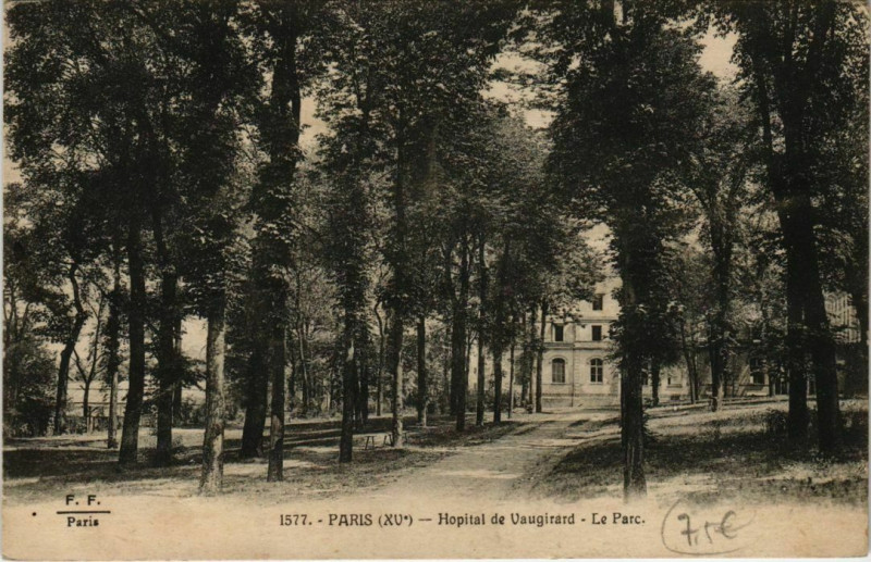 Carte postale ancienne Hôpital de Vaugirard - Le Parc à Paris 15e