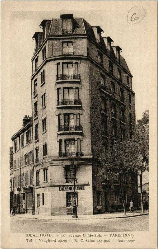 Carte postale ancienne Idéal Hôtel - avenue Emile-Zola à Paris 15e