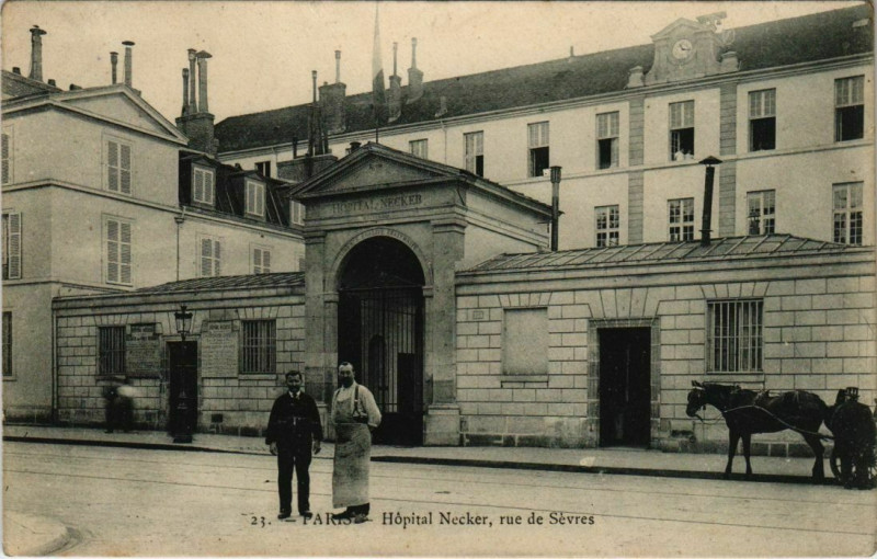 Carte postale ancienne Hôpital Necker, rue de Sèvres à Paris 7e