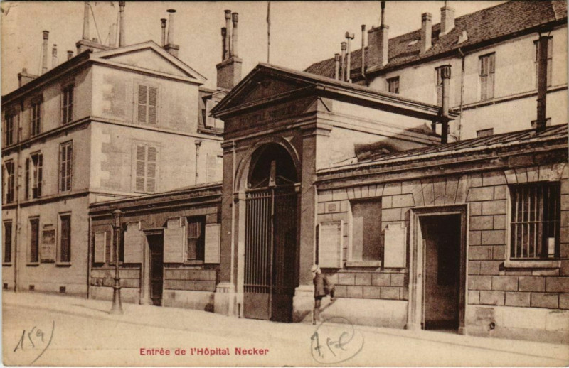 Carte postale ancienne Entrée de l'Hôpital Necker à Paris 7e