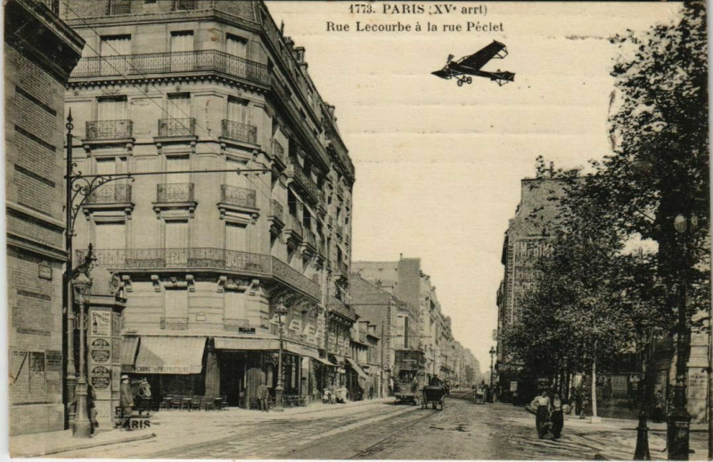 Carte postale ancienne Rue Lecourbe à la rue Péclet à Paris 15e
