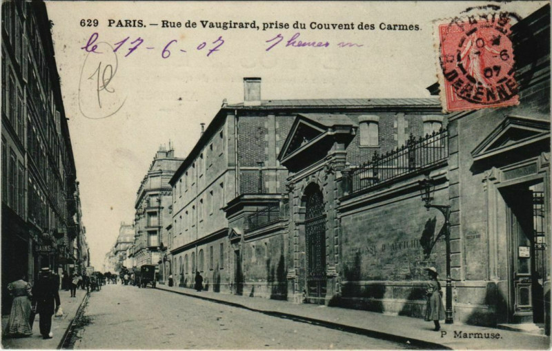 Carte postale ancienne Rue de Vaugirard, prise du Couvent des Carmes à Paris 6e