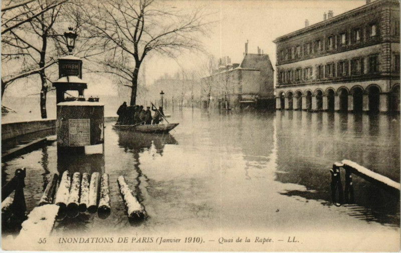 Carte postale ancienne Paris 12e - Inondation de Paris - Quai de la Rapée - Ll.55 à Paris