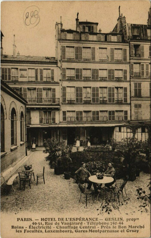 Carte postale ancienne Hôtel de l'Espérance à Paris 6e