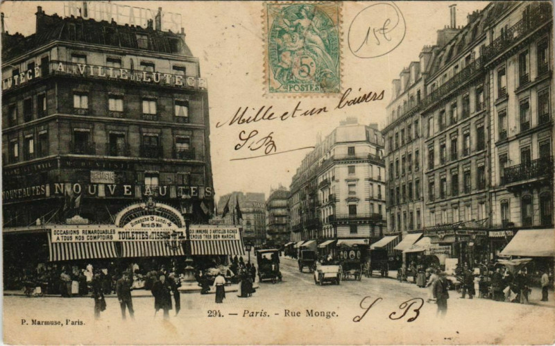 Carte postale ancienne Rue Monge à Paris 5e
