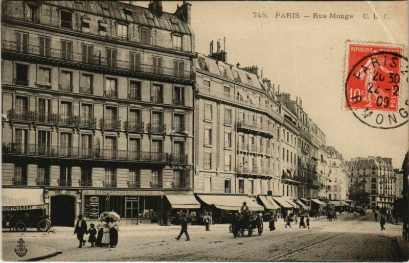 Carte postale ancienne Paris 5e - Rue Monge à Paris 5e