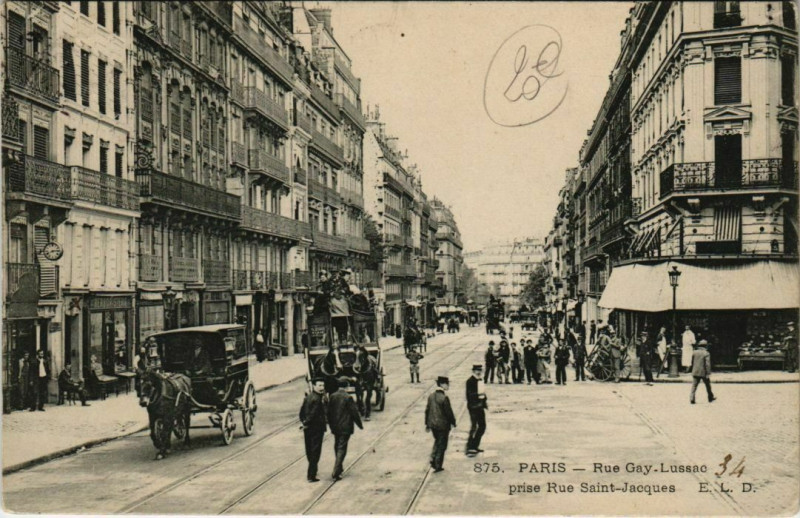 Carte postale ancienne Paris 5e - Rue Gay-Lussac prise Rue Saint-Jacques à Paris 5e
