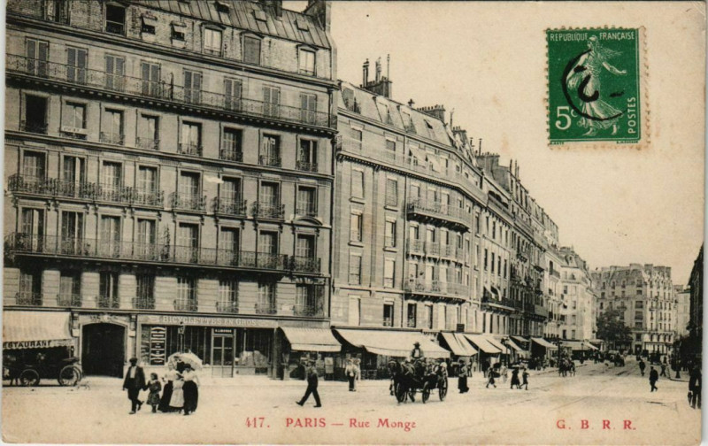 Carte postale ancienne Paris 5e - Rue Monge à Paris 5e