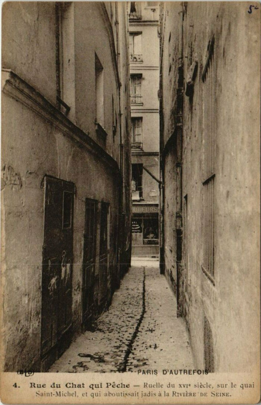 Carte postale ancienne Paris 5e - Rue du Chat qui Pêche à Paris 5e
