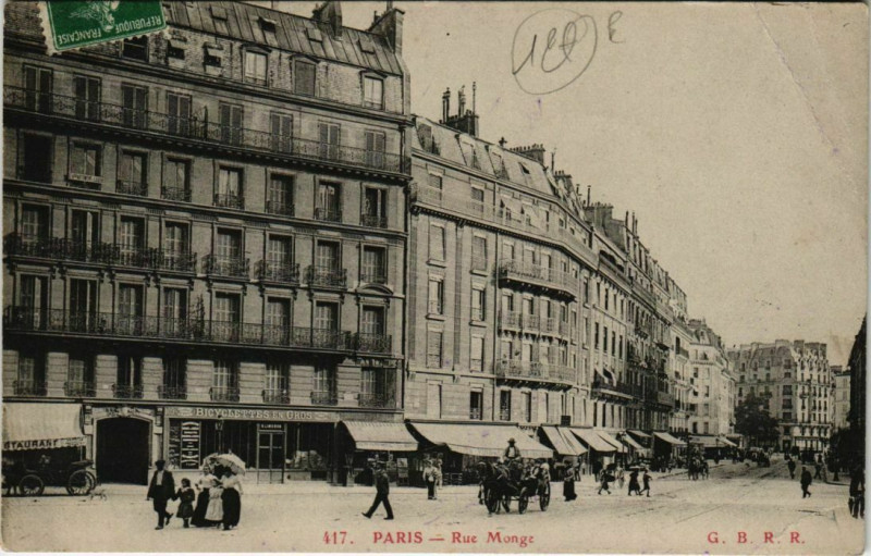 Carte postale ancienne Paris 5e - Rue Monge à Paris 5e