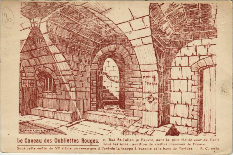 Carte postale ancienne Paris 5e - Le Caveau des Oubliettes Rouges à Paris 5e