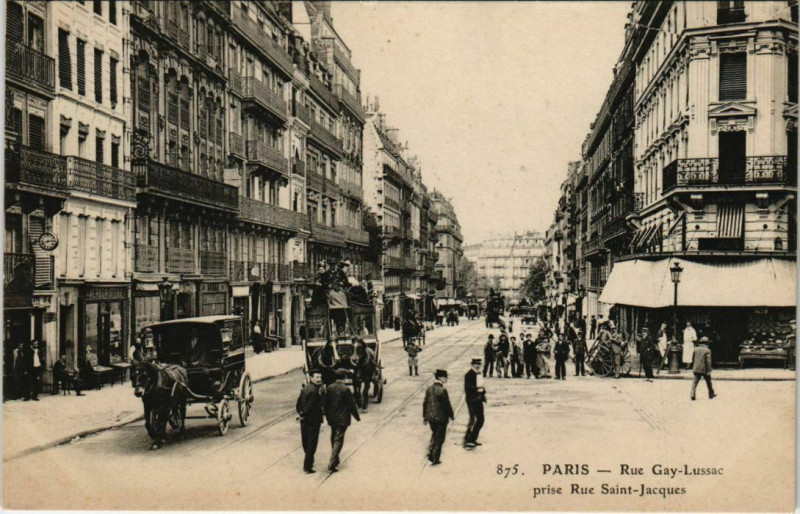 Carte postale ancienne Paris 5e - Rue Gay-Lussac prise Rue St-Jacques  à Paris 5e