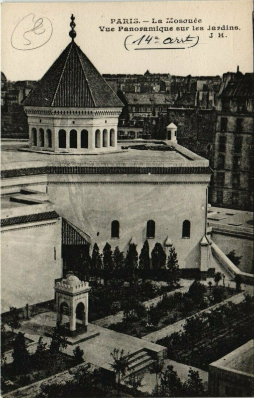 Carte postale ancienne Paris 5e - La Mosquée. Vue Panoramique sur les Jardins à Paris 5e