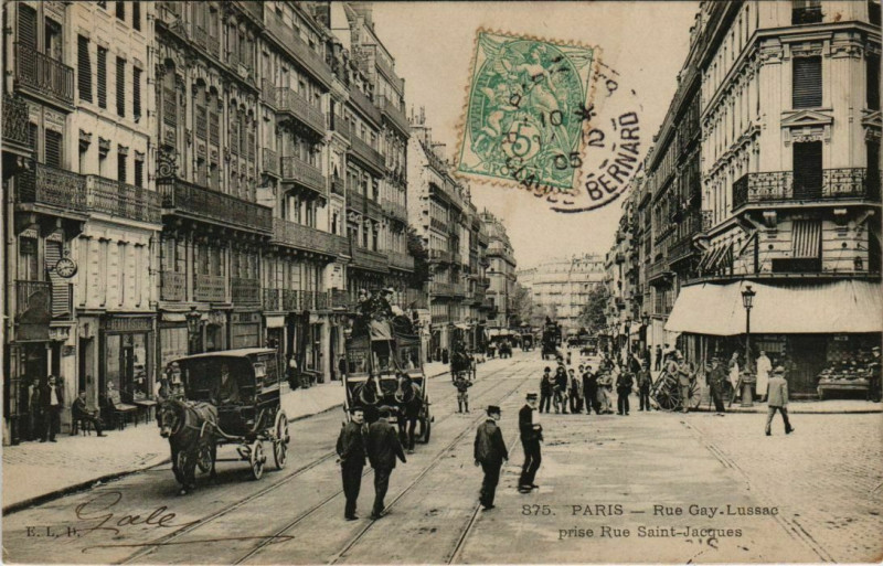 Carte postale ancienne Paris 5e - Rue Gay-Lussac prise Rue Saint-Jacques à Paris 5e