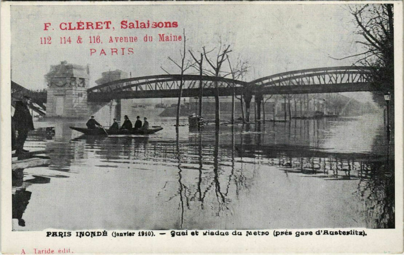 Carte postale ancienne Paris 13e - Quai et Viaduc du Métro, près gare d'Austerlitz à Paris 13e