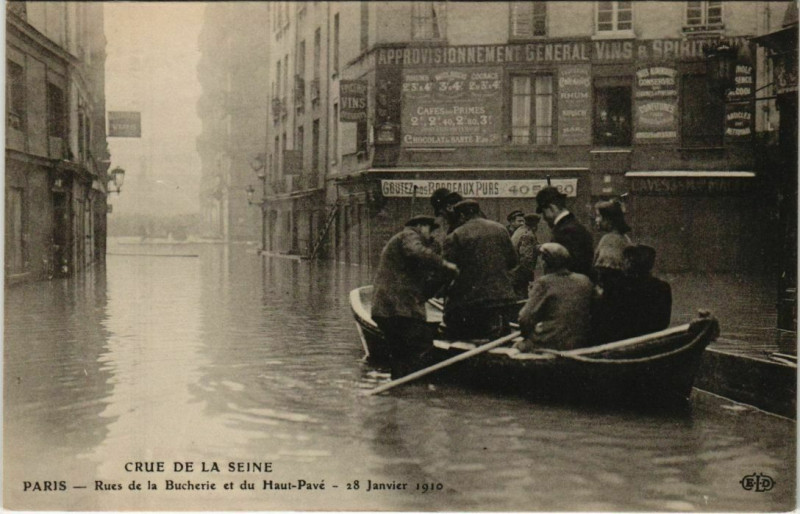 Carte postale ancienne Paris 5e - Rues de la Bûcherie et Haut-Pavé à Paris 5e