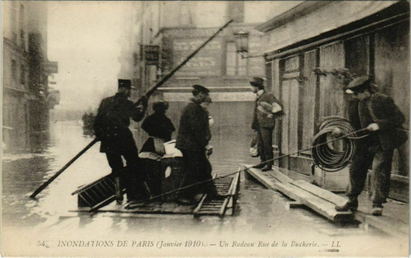 Carte postale ancienne Paris 5e - Un Radeau Rue de la Bucherie - Ll.54 à Paris 5e