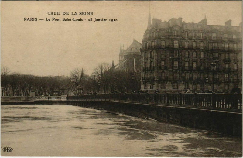 Carte postale ancienne Paris 4e - Le Pont Saint-Louis à Paris 4e