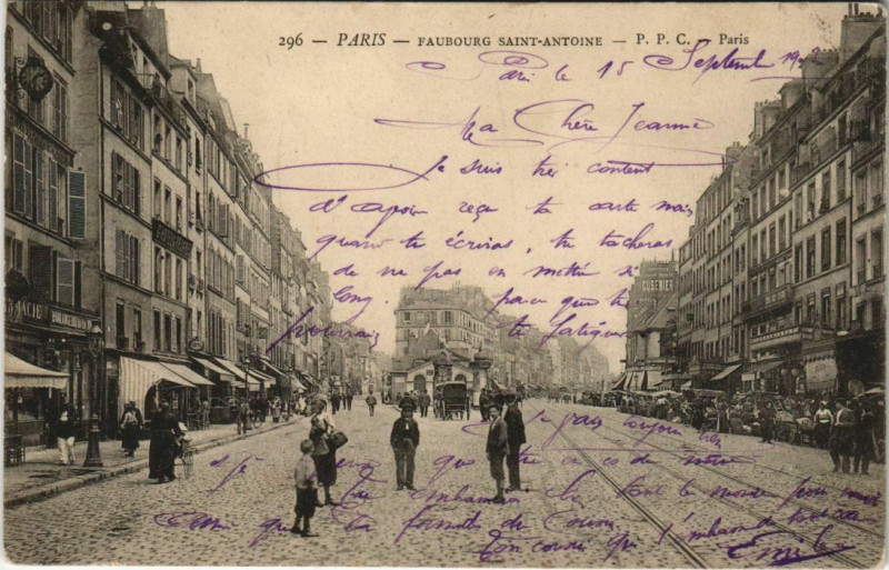 Carte postale ancienne Faubourg Saint-Antoine à Paris 12e