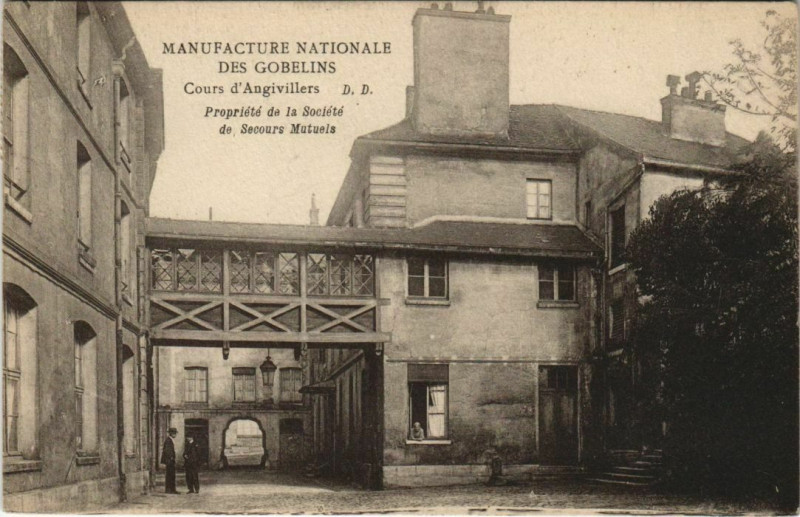 Carte postale ancienne Manufacture Nationale des Gobelins - Cours D'Angivillers à Paris 13e