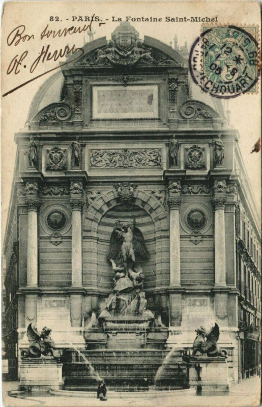Carte postale ancienne Paris 5e - Fontaine Sain-Michel à Paris 5e